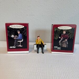 Vintage Star Trek Hallmark Keepsake Ornament Lot Kirk Spock Riker 1995 1996